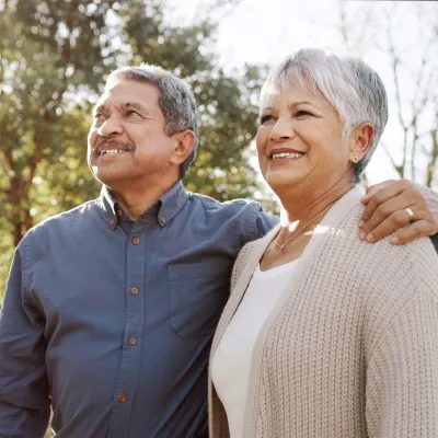 Hispanic couple outside