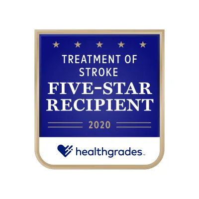 Health Grade 5-Star Recipient for Treatment of Stroke logo.