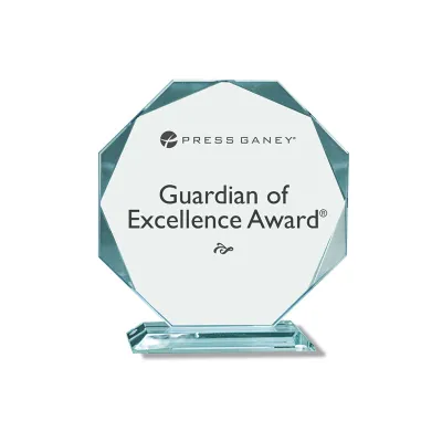 Press Ganey Guardian of Excellence Award trophy.