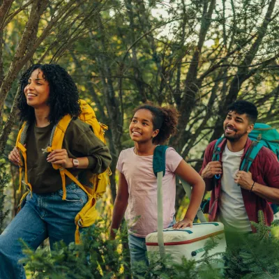 A family hiking together.