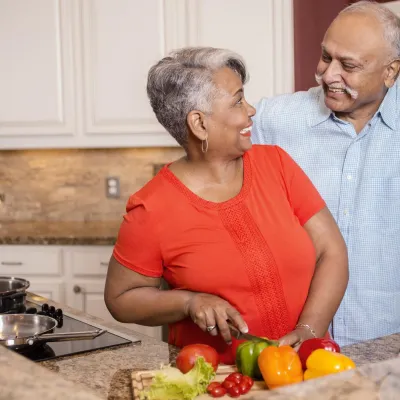 Couple cooking healthy meal