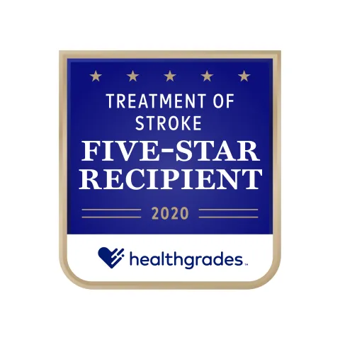 Health Grade 5-Star Recipient for Treatment of Stroke logo.