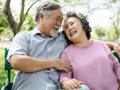 Senior Couple on a Park Bench
