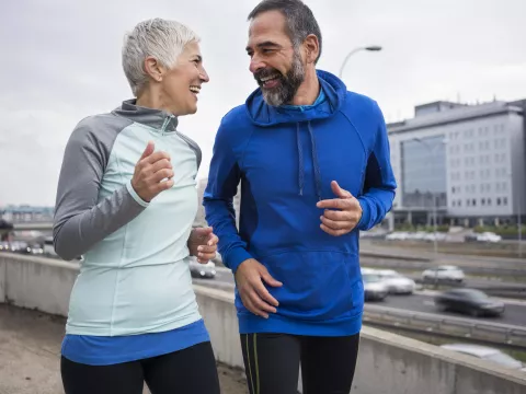 Couple exercising in cold weather